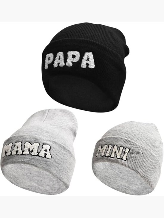 Other - 3-Piece Matching Family Beanie Hat Set - Parent-Child Knitted Winter Hats